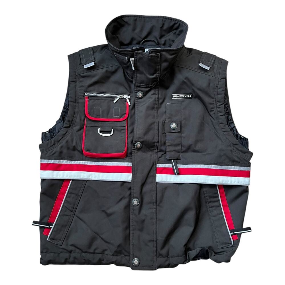 Phenix Black Ski Snowboard Insulated Vest Full Zip Snaps Pockets Men's Medium